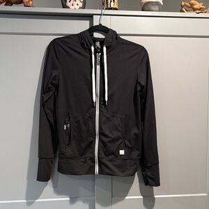 Vuori Black Zip-Up Hoodie with White Accents
